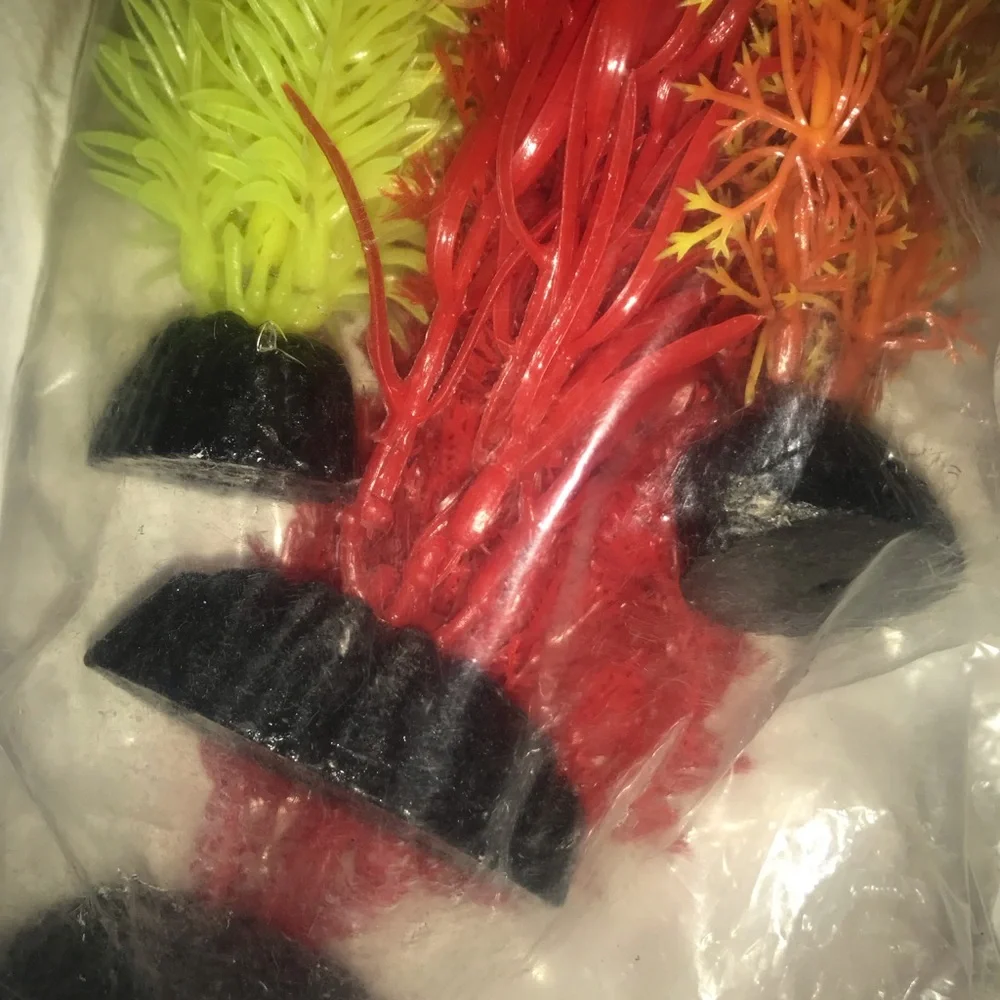 Imagitarium Aquatic Colorful Plants Red Yellow 4 Pack & Green Single Pack New